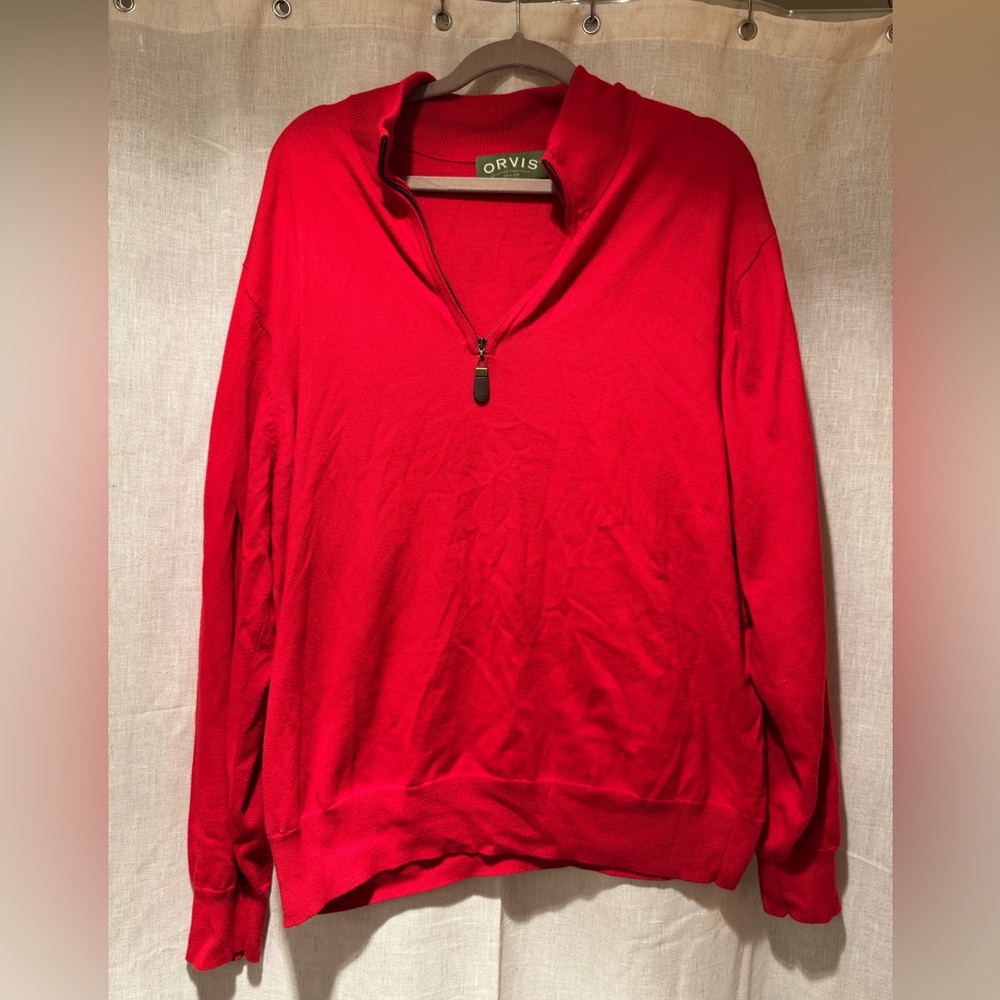 Red 1/4 Zip Orvis Sweater
